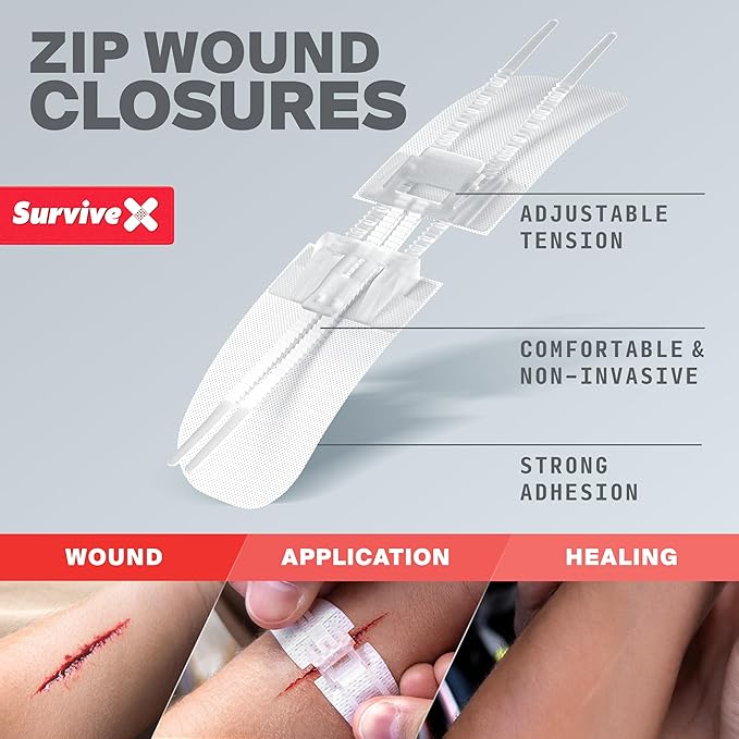 Zip Stitch Wound Closure Strips - Repair Wounds Without Stitches - Zipstitch Sutures - Laceration Closure First Aid Kit