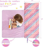 Toddler Nap Mat with Pillow and Blanket, Extra Large Rolled Napping Mats,Slumber Bags for Boys Girls,Kids Sleeping Bag for Daycare, Preschool Travel Camping