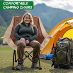 Northroad Folding Camping Chair,Oversized Portable Camping Chair w/Cup Holder,Heavy Duty Padded Lawn Chair for Outdoor, Tailgates, Beach, and Sports, Cream