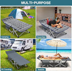 NAIZEA Folding Camping Cots for Adults, Folding Cot with Mattress, Camping Foldable Bed, Portable Military Cot, Double Layer Oxford Strong Heavy Duty Sleeping Cots w/Carry Bag for Camp Office Travel