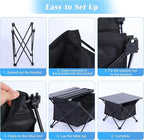 Portable Folding Aluminum Alloy Camping Table with High-Capacity Storage and Carry Bag, Small Size, for Camping, Traveling, Hiking, Fishing, Beach, BBQ,Black