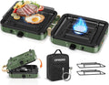 Propane 2-Burner Foldable Camping Stove with Carry Bag, Portable Propane Camp Stoves with Adjustable Burners & Piezo Ignition for Outdoor Cooking, Tailgating, Backyard Gathering(Griddle Not Included)