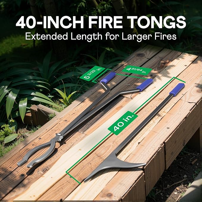 Steel - Fire Tongs + Poker - 40in