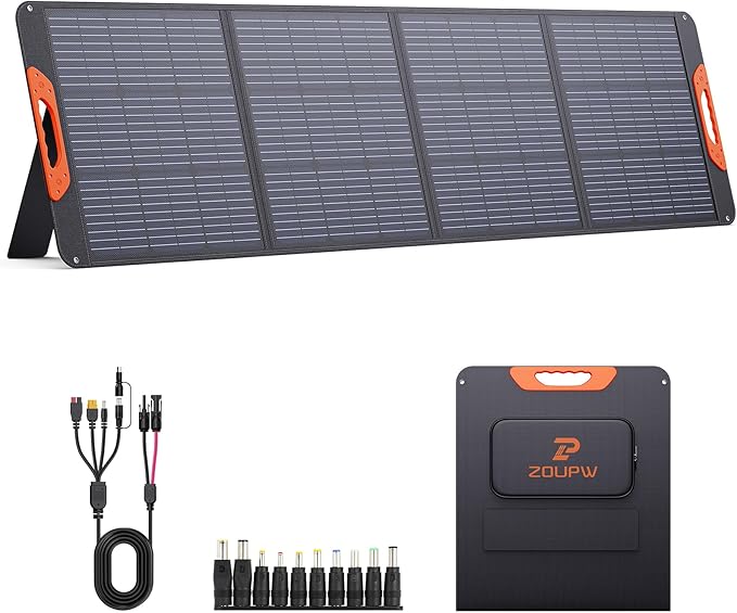 200W Portable Solar Panel for Power Station,23.5% Efficiency Mono Foldable Solar Charger with 4 Kickstands for Jackery 1000 V2/Bluetti/EcoFlow/Anker,IP67 Waterproof for Camping RV Power Backup