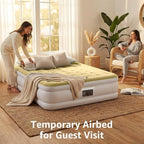 YENING Full Size Air Mattress with Built in Pump Raised Double Blow up Bed Inflatable Camping Airbed Electric 18 Inch Tall Beige