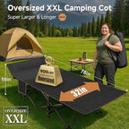Slsy Oversized Camping Cot with 2" Memory Foam Mattress, Upgraded Padded Folding Cot Bed with Carry Bag, Portable Sleeping Cot for Camping, Travel, Beach & Hiking