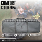 Black Sierra Double Camping Chair for Adults, Oversized Folding Loveseat Supports 600 lbs, Plush Padded Outdoor Couch with Cup Holders and Carry Bag for Beach, Patio, RV, or Tailgating Events