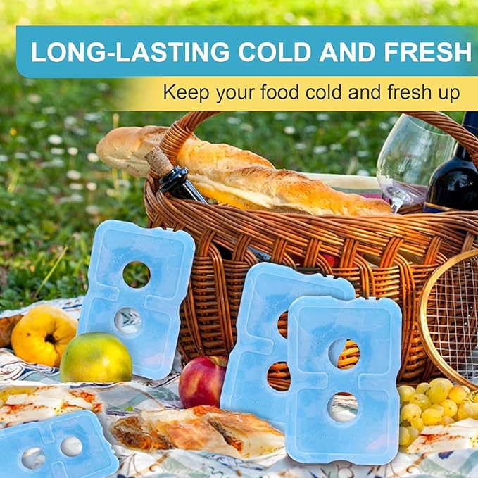 TOPOKO Ice Packs for Lunch Bags, Cooler, Freezer Packs for Lunch Box, Cooler Bag, Slim Reusable & Long-Lasting, BPA-Free, Quick Freeze, Perfect for Picnic, Camping, Beach, Outdoor Sports