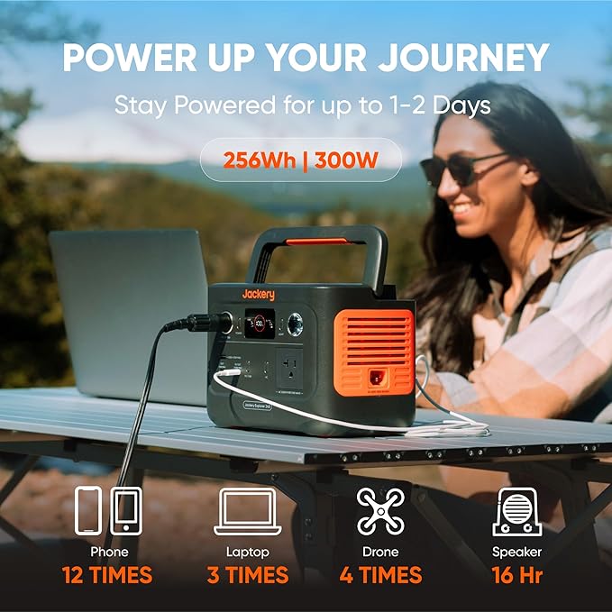 Jackery Solar Generator 240 v2 and 40W Mini Solar Panel, 256Wh LiFePO4 Battery, 300W AC & 100W USB-C Output, Ultra Fast Solar Charging for Outdoors, Camping, Travel & Emergencies (Renewed)