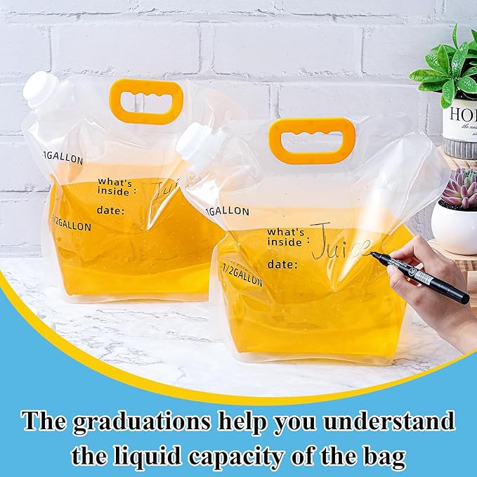 Tessco for you 12 Pack 1.3 Gallon Collapsible Water Storage Bag Water Container Emergency Jug Plastic Storage Pouch Freezable Carrier Tank Foldable Bottle for Outdoor Sport Camping (Clear with Scale)