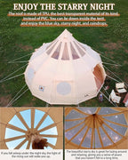 TOMOUNT Canvas Tent with Rainfly with Stove Jack Bell Tent Yurt Glamping Tent with TPU Transparent Roof for Family Camping