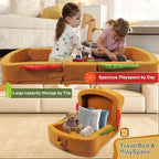 Toddler Travel Bed Sandwich Style - Portable Toddlers Floor Beds, Foldable Soft Foam Travel Crib for Baby and Kid, Washable Cover Toddler Cot with Safety Rail for Travel, Home/Travel Sleep
