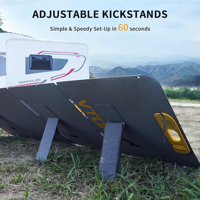 VTOMAN VS400 Portable Solar Panel 400W 40V, 23% Efficiency Foldable Solar Panel w/ IP67 Waterproof & MC-4 Anderson XT60 DC5521 Adapters & Adjustable Kickstands, Off-Grid Power for Home & Camping