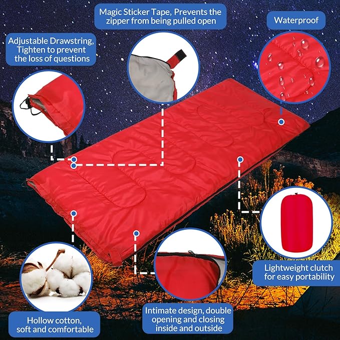 Macarrie 12 Pack Camping Sleeping Bags for Adults Homeless Bulk Cold Weather Kids Sleeping Bag Lightweight Waterproof Compression Sack for Backpacking Traveling Hiking Outdoor Shelter
