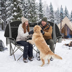 SUNNYFEEL Heated Double Camping Chair Oversized Folding Loveseat Chair for 2 Adults Heavy Duty Camping Couch 600 lbs with Cup Holders & Storage for Camping, Beach, Lawn, Patio RV & Indoor Use