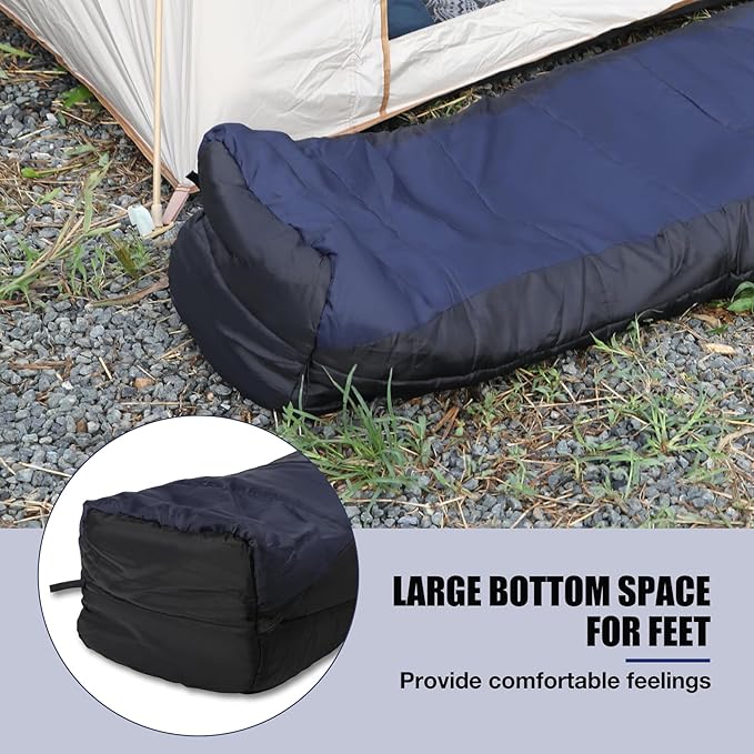 REDCAMP Cold Weather Mummy Sleeping Bag, Warm Flannel Cotton Sleeping Bag for Adults, Warm and Machine Washable Perfect for Winter Camping