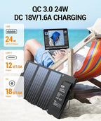 BLAVOR 30W Solar Charger USB-A QC3.0 24W USB-C DC 30W Outputs, Foldable Solar Panel for Camping, IPX4 Waterproof, Solar Battery Charger Compatible with Solar Generators, Phones, Tablets
