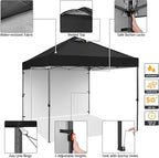 Yaheetech 10x10 Pop up Canopy Tent w/1 Sidewall, Instant Commercial 150D Silver Coated Fabric Outdoor Instant Tent w/Wheeled Bag, 4 Sandbags, 8 Stakes & 4 Ropes for Parties, Camping, Beach, Black