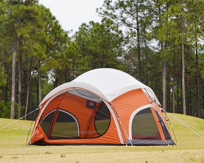 Vidalido 3-4 Person Camping Tent with 2 Large Mesh Door 4 Mesh Window Family Tents, Double Layer Waterproof Portable Easy Setup Camp Tent, Canvas Dome Tents for Camping Outdoor Hiking and Backpacking