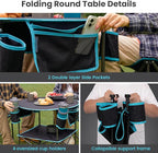 FUNDANGO All in One Tailgate Table, Portable Beach Table with Cup Holders, Camping Table Foldable with Side Pockets Carry Bag for Camp Outdoor Sand Beach Picnic Fishing Tailgating Essentials