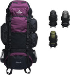 Teton 65L Explorer Internal Frame Backpack for Hiking, Camping, Backpacking, Rain Cover Included, Huckleberry