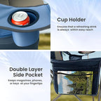 Oversized Camping Chair Heavy Duty- Portable Folding Chair, Cup Holder & Waterproof Phone Case for Adults, Beach, Hiking, Backyard (Blue & Brown, 2 PCS)