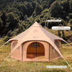 ShinHye 16.4ft Bell Tent for Glamping & Camping – Waterproof Canvas with Stove Jack, Removable Floor & 8 Mesh Windows (Fits 6-8 People)
