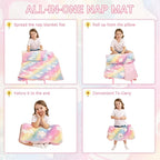 Toddler Nap Mat with Pillow and Blanket, Extra Large Rolled Napping Mats,Slumber Bags for Boys Girls,Kids Sleeping Bag for Daycare, Preschool Travel Camping