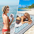 Beach Blanket Waterproof Sandproof Beach Mat 79" X 83"/10'x9'for 2-8 Adults Quick Drying Outdoor Picnic Mat Beach Accessories for Travel, Camping, Hiking