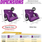 BRAWNTIDE Stadium Seat for Bleachers with Back Support - Wide Padded Reclining Bleacher Seat, Portable Folding Stadium Chair with Armrests, Hooks, Straps, Cup Holders & Pockets for Games & Concerts
