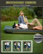 KingCamp Gorgeous Double 6.7" Camping Mattress with Washable Foam Cover, Extra-Thick Full Size Inflable Mattress with Pump Sack, Portable Double Mattress for Camp Outdoor Tent, Car & Guest