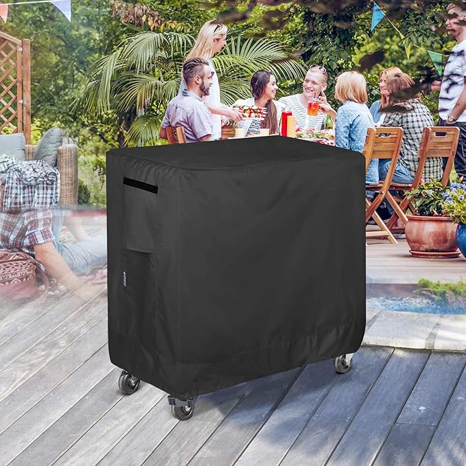 Waterproof Cooler Cart Cover Fits 80-100 Quart Patio Party Ice Chest Rolling Cooler, 40L x 20W x 34H inch, Black