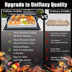 Universal Stainless Steel Cooking Griddle, Nonstick Flat Top Plate Insert for Gas Top Stove and Charcoal Grills, Tailgating, Camping and Parties, 23" x 16" Plancha Para Cocinar