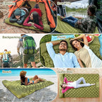 Night Cat Backpacking Tent with Inflatable Double Sleeping Pad Double Sleeping Bag for 2 Persons Camping Combo Set