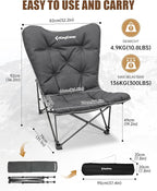 KingCamp Butterfly Chair Oversized XL Camping Chairs for Adults Padded Folding Comfy Camp Chairs 300lbs Heavy Duty with High Back for Bedroom Living Room Dorm Rooms Outdoor Patio Lawn