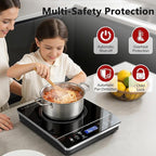 Portable Induction Cooktop Burner, 1800W Induction Hot Plate with LCD Touch, 20 Cooking Modes & 3-Hour Timer, Child Safety Lock & Auto Shutoff, ETL Certified Electric Stove for Home, Dorm, RV