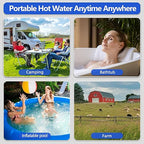 Immersion Water Heater 1500W – Portable Stainless Steel Bucket Heater with Thermostat, Anti-Scald Guard, Auto Shut-Off & Digital Temp Control for Home, Hot Tub, Spa, Camping, RV