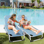 Slsy Folding Lounge Chairs Outdoor, Adjustable Sleeping Cot Chair, Portable Folding Bed Cot Chaise Lounge Chairs for Outside Beach Lawn Camping Pool Sun Tanning