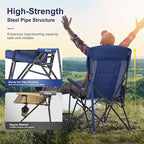 LET'S CAMP Oversized Camping Chairs 29.52" High Back Heavy Duty Lawn Chair Support 500LBS, Portable Collapsible Chair with Cup Holder, Side Pocket(Blue)