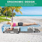 DoCred Folding Lounge Chair with Mattress, 5 Position Adjustable Folding Sleeping Bed Cot Chaise Lounge Chairs Perfect for Sunbathing, Camping, Pool, Beach, Patio