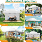 COBIZI 10x15 Heavy Duty Pop up Canopy Tent with 4 sidewalls Commercial Outdoor Canopy Wedding Party Tents for Wedding All Season Wind & Waterproof Gazebo with Carry Bag, White(Frame Thickened)
