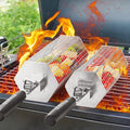Hexagonal Rolling Grilling Basket Set, 2 PCS Stainless Steel BBQ Grill Baskets with Removable Wooden Handles, Large & Small Nestable Design for Outdoor Camping, Ideal for Vegetables, Meat & Seafood on Gas/Charcoal Grill