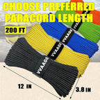 VVAAGG 1000 Paracord Rope 200FT Utility Parachute Cord 4mm 12 Strand Nylon Rope for Camping, Tent, Clothsline, Outdoor Hiking, Fishing (Black, 200FT)
