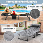 Slsy Folding Lounge Chairs Outdoor, Adjustable Sleeping Cot Chair, Portable Folding Bed Cot Chaise Lounge Chairs for Outside Beach Lawn Camping Pool Sun Tanning