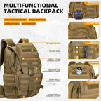 50L Military Tactical Backpack 3 Day Assault Pack Molle Daypack Hiking Backpack for Men and Women
