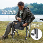 TIMBER RIDGE Lightweight Oversized Camping Chair, Aluminum Directors Chair with Side Table for Outdoor Camping, Lawn, Picnic and Fishing, Supports 400lbs, Gray 2PCS