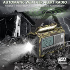 Emergency Weather Radio,12000mAh/44400mWh Solar Hand Crank AUTO NOAA Alert/AM/FM/SW Shortwave Radio with Type-C Charger, Battery Operated Radio,Reading Lamp, SOS & Flashlight for Emergencies
