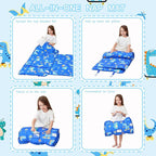 Toddler Nap Mat with Pillow and Blanket, Extra Large Rolled Napping Mats,Slumber Bags for Boys Girls,Kids Sleeping Bag for Daycare, Preschool Travel Camping