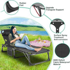 LILYPELLE Folding Outside Chaise Lounge Chair with Mattress, 5 Position Adjustable Patio Folding Lounge Chair Reclining Chairs Perfect for Sunbathing, Camping, Pool, Beach, Patio
