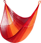 Handwoven Hanging Chair by Yellow Leaf Hammocks - Fits 1 Person, 330lb Max - Kick Back for Full-Body Recline - Weathersafe, Ultra Soft, Hang Anywhere - Color: Red- Orange